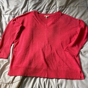 Eileen Fisher natural fiber coral V-Neck Sweater organic linen